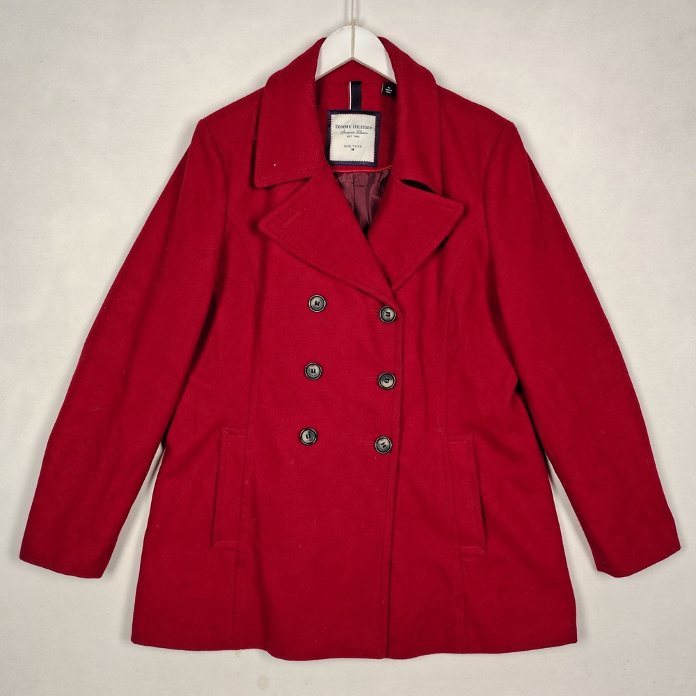 Tommy Hilfiger American Classics Red Double Breasted Pea Coat XL